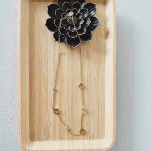 Gold Clover Necklace with Crystal Accents